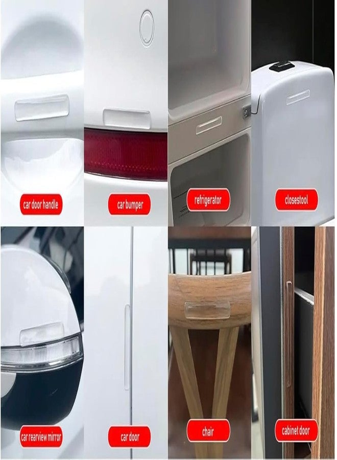 VIVUE Silicon Wall Protector, 10Pcs Transparent 2.24 inch Strip Door Handle Bumper Soft Wall Protector Self Adhesive Door Knob for Wall Shield Guard Sliding Clear Door Bumpers Stopper Silencer (Strips) - Image 2